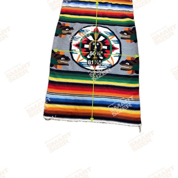 Vintage Southwestern Tribal Inspired Wool Rug Aztec Mayan Sun Face Stripes 50X81 - Picture 4 of 4